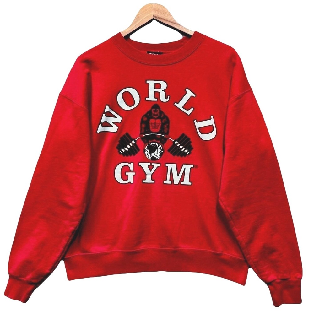 Vintage World‎ Gym Mens Red Gorilla Graphic Crewneck Sweatshirt Size M Pullover